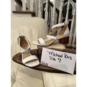 Michael Kors White Heeled Sandals Womens Size 7 Ankle Strap Dress Shoes